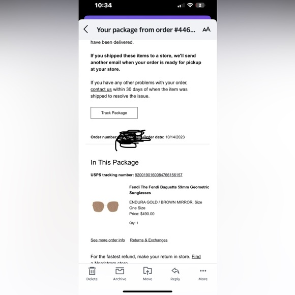 Fendi Baguette 59 mm FF Print Gold Square Frame with box and case - Picture 3 of 4